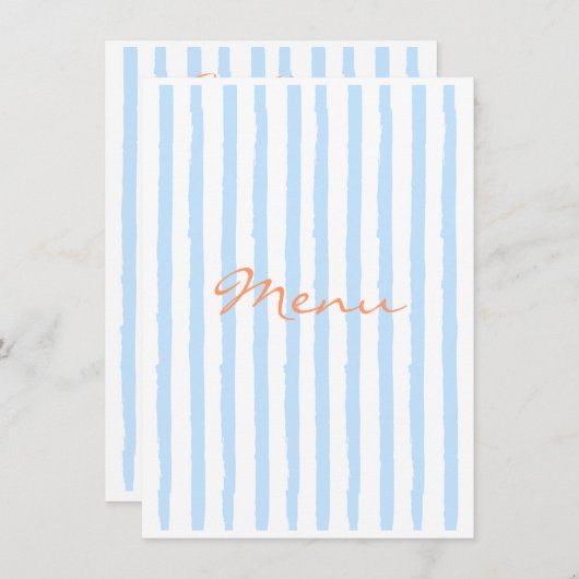 Elegant blauw en sinaasappel Menu (Voorkant / Achterkant)