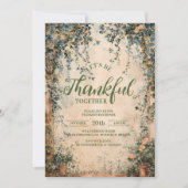 Elegant blauw en Sinaasappel Thanksgiving Diner Kaart (Voorkant)