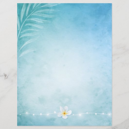 Elegant Blauw en Turkoois Waterverf Strand Briefpa (Achterkant)