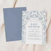 Elegant blauw en wit Baby shower Kaart