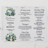 Elegant Blauw en Wit Bloemen Bruiloft Programma (Voorkant / Achterkant)