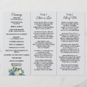 Elegant Blauw en Wit Bloemen Bruiloft Programma (Achterkant)