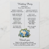 Elegant Blauw en Wit Bloemen Bruiloft Programma (Achterkant)