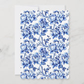 Elegant Blauw en Wit Bloemen Bruiloft Uitnodiging (Achterkant)
