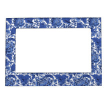 Elegant Blauw en Wit Bloemen Chintz 