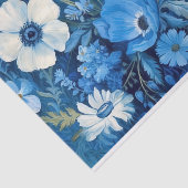Elegant Blauw en Wit Bloemen Patroon Decoupage Tissuepapier (Detail)
