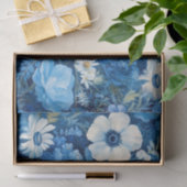 Elegant Blauw en Wit Bloemen Patroon Decoupage Tissuepapier (Geschenk)