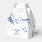 Elegant blauw en wit bloemenslinger bruiloft bedankdoosjes (Voorkant Zijde)