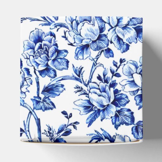 Elegant Blauw en Wit Bloementoilet Bedankdoosjes (Bovenkant)