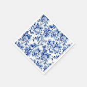 Elegant Blauw en Wit Bloementoilet Servet (Hoek)