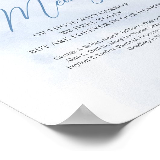 Elegant Blauw en wit bloemig In liefdevolle herinn Poster (Hoek)