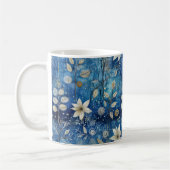 Elegant blauw en wit bloemig naadloos patroon koffiemok (Links)