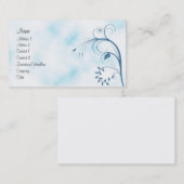 Elegant blauw en wit bloemontwerp visitekaartje (Voorkant / Achterkant)