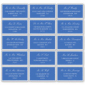Elegant blauw en wit bruiloft individueel adres sticker (Voorkant)