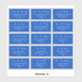 Elegant blauw en wit bruiloft individueel adres sticker (Vel)