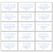Elegant blauw en wit bruiloft individueel adres sticker (Voorkant)