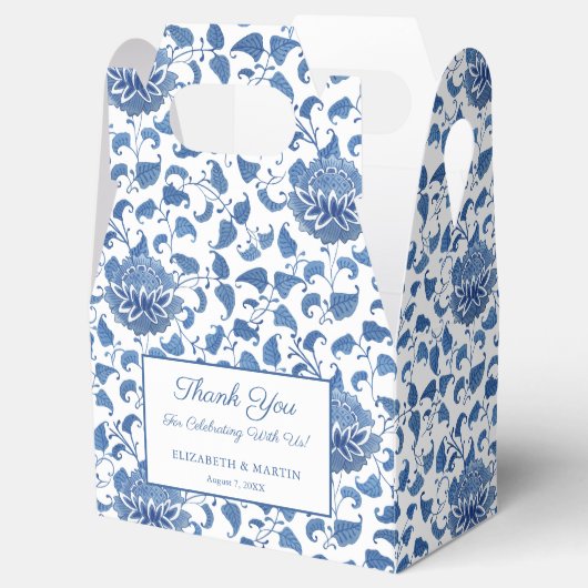 Elegant blauw en wit  Chinoiserie bruiloft Bedankdoosjes (Geopend)