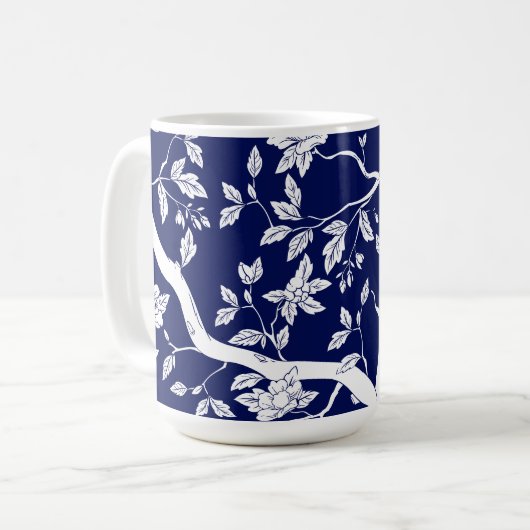 Elegant blauw en wit Chinoiserie Mok (Voorkant links)