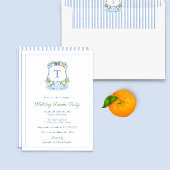 Elegant blauw en wit Citrus Crest Feestdagen Party Kaart