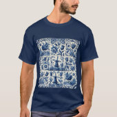 Elegant Blauw en Wit Delft Tegel T-shirt (Voorkant)