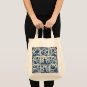 Elegant Blauw en Wit Delft Tegel Tote Bag (Voorkant (product))