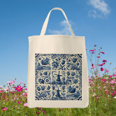 Elegant Blauw en Wit Delft Tegel Tote Bag