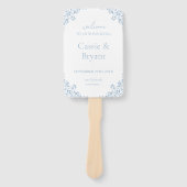 Elegant blauw en wit fan huwelijksprogramma handwaaier (Voorkant)