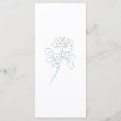 Elegant blauw en wit Franse Rozen bruiloft menu (Achterkant)