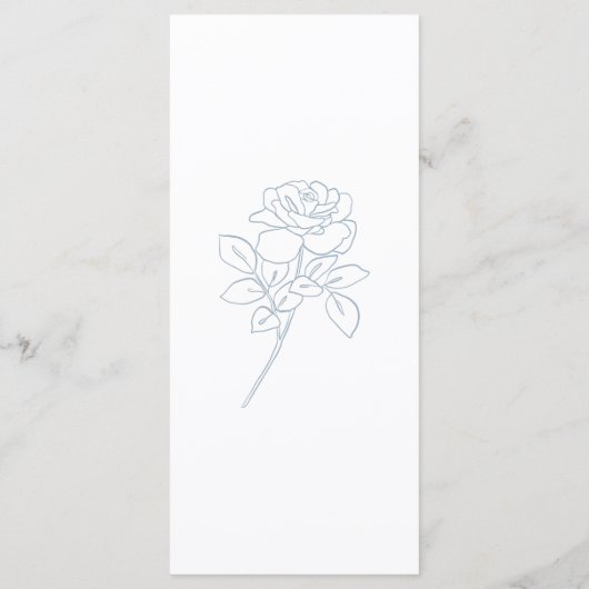 Elegant blauw en wit Franse Rozen bruiloft menu (Achterkant)