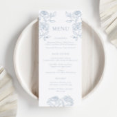 Elegant blauw en wit Franse Rozen bruiloft menu