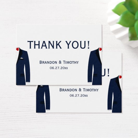 Elegant blauw en wit gay bruiloft gunst Labels Visitekaartje (Bureau)