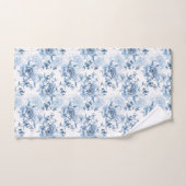 Elegant Blauw en Wit Gegraveerde Pioenrozen Bad Handdoek (Handdoek)