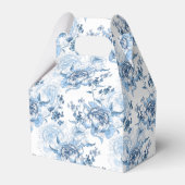 Elegant Blauw en Wit Gegraveerde Pioenrozen Bedankdoosjes (Achterkant)