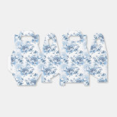 Elegant Blauw en Wit Gegraveerde Pioenrozen Bedankdoosjes (Uitgevouwen)