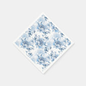 Elegant Blauw en Wit Gegraveerde Pioenrozen Servet (Hoek)