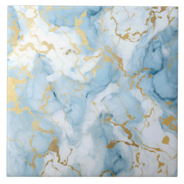 Elegant Blauw En Wit Goud Marmer Patroon Tegeltje
