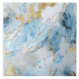 Elegant Blauw En Wit Goud Marmer Patroon Tegeltje