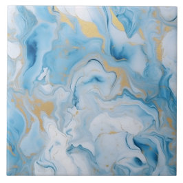 Elegant Blauw En Wit Goud Marmer Patroon Tegeltje
