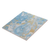 Elegant Blauw En Wit Goud Marmer Patroon Tegeltje (Zijkant)