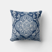 Elegant blauw en wit kant effect kussen (Voorkant)
