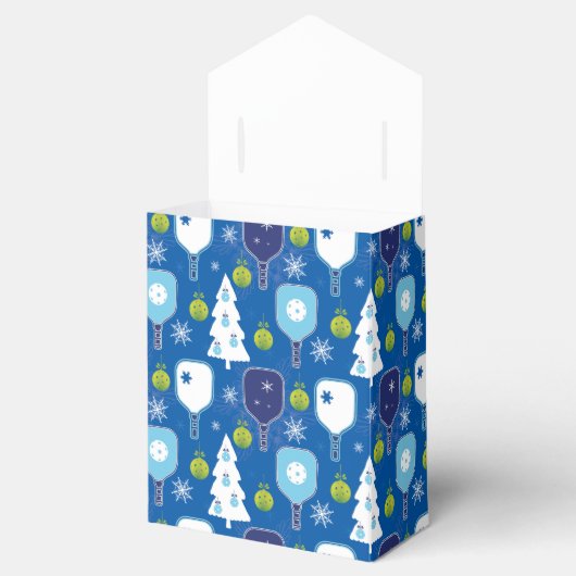 Elegant blauw en wit kerst pickleball Favor Bedankdoosjes (Geopend)