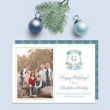 Elegant blauw en wit kerstmonogram foto