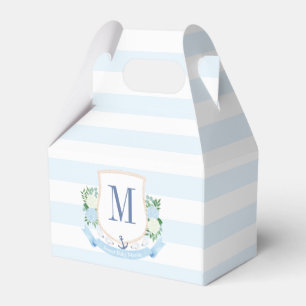 Elegant blauw en wit kustjongen Baby shower Bedankdoosjes