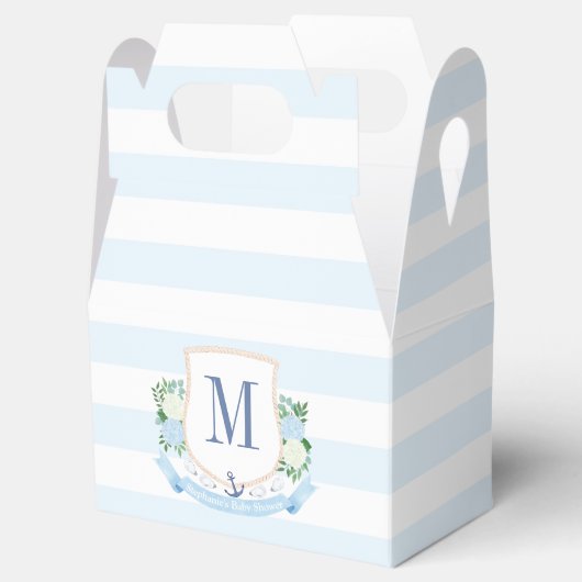 Elegant blauw en wit kustjongen Baby shower Bedankdoosjes (Geopend)