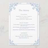 Elegant blauw en wit  Lijst huwelijksmenu Menu (Voorkant)