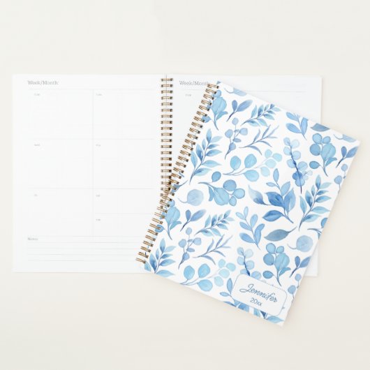 Elegant Blauw en Wit Loof Planner (Display)