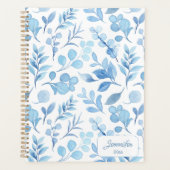 Elegant Blauw en Wit Loof Planner (Voorkant)