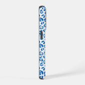 Elegant blauw en wit luipaard print monogram iPhone hoesje (Rechterkant)
