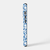 Elegant blauw en wit luipaard print monogram iPhone hoesje (Linkerkant)
