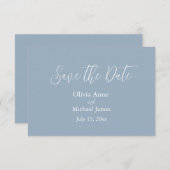 Elegant blauw en wit manuscript sparen de Datum Save The Date (Voorkant / Achterkant)